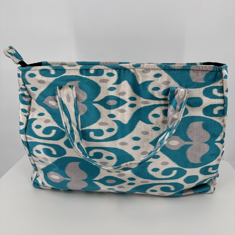 Unbranded Blue Silver Overnight Tote Bag Funky Print Like Velvet‎